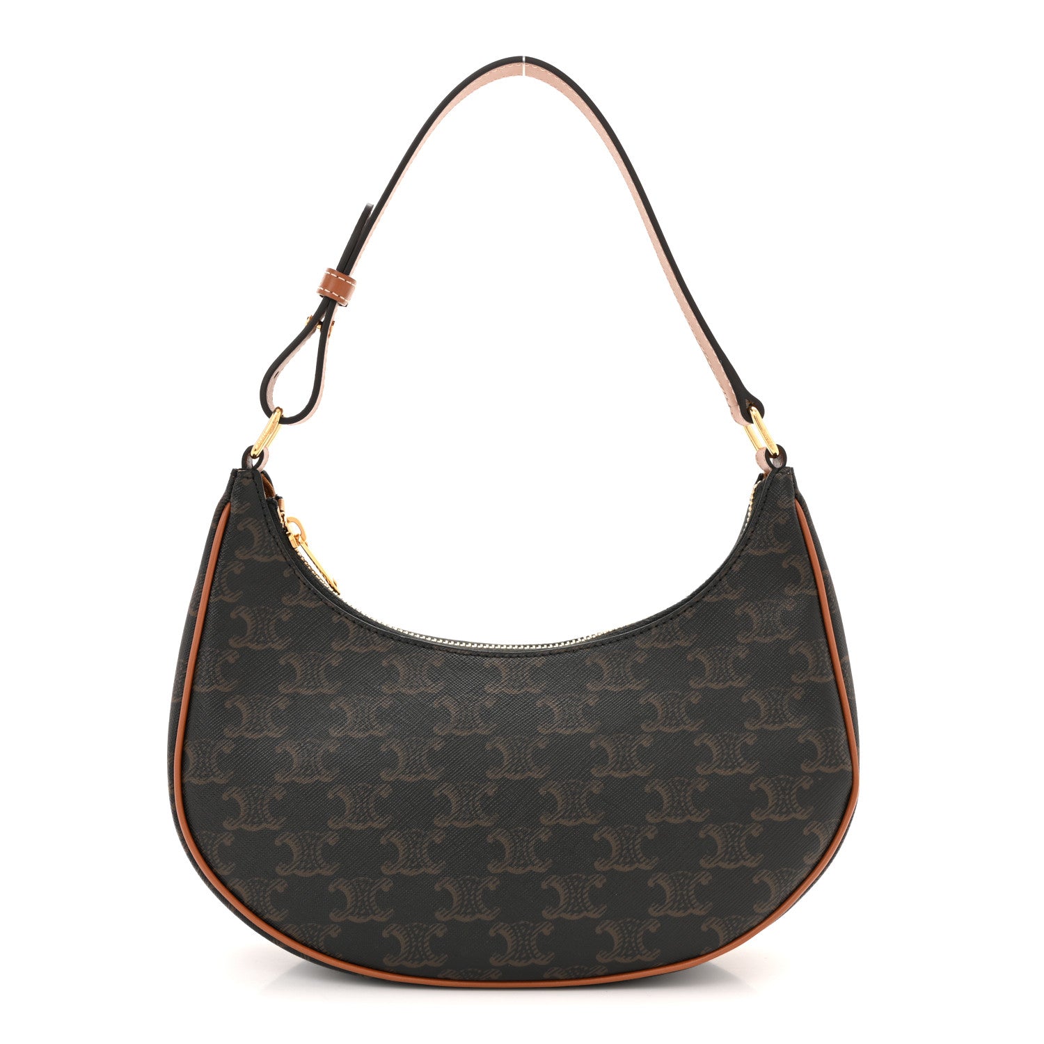 Celine Triomphe Canvas Calfskin Ava Shoulder Bag Tan 1 of 10