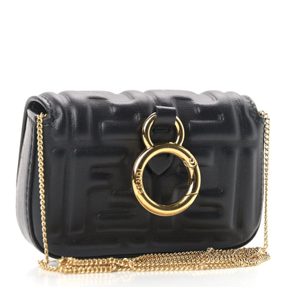 Fendi Nappa Matisse FF Embossed Nano Baguette Charm Black 3 of 7