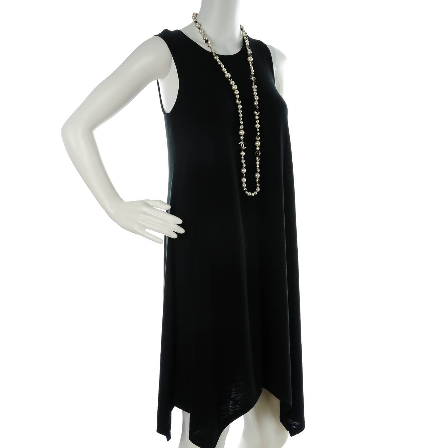 Chanel Graduated Pearl CC Long Necklace Silver Black 2 of 3