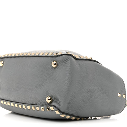 Valentino Garavani Pebbled Calfskin Small Rockstud Tote Light Stone 9 of 11