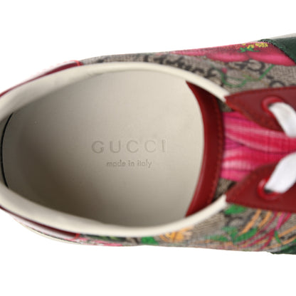 Gucci GG Supreme Monogram Flora Web Womens Ace Sneakers 38 Beige Multicolor Rosso 7 of 16