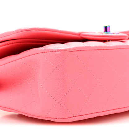 Chanel Caviar Quilted Rainbow Medium Double Flap Coral Pink 9 of 12
