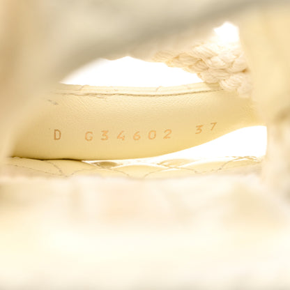 Chanel Cord Lambskin Quilted Logo Sandals 37 White 6 of 8