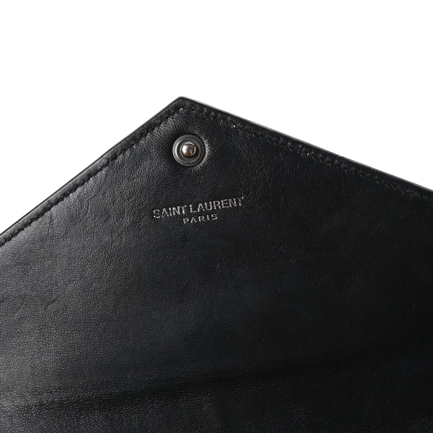 Calfskin Crocodile Embossed Monogram Envelope Chain Wallet Black