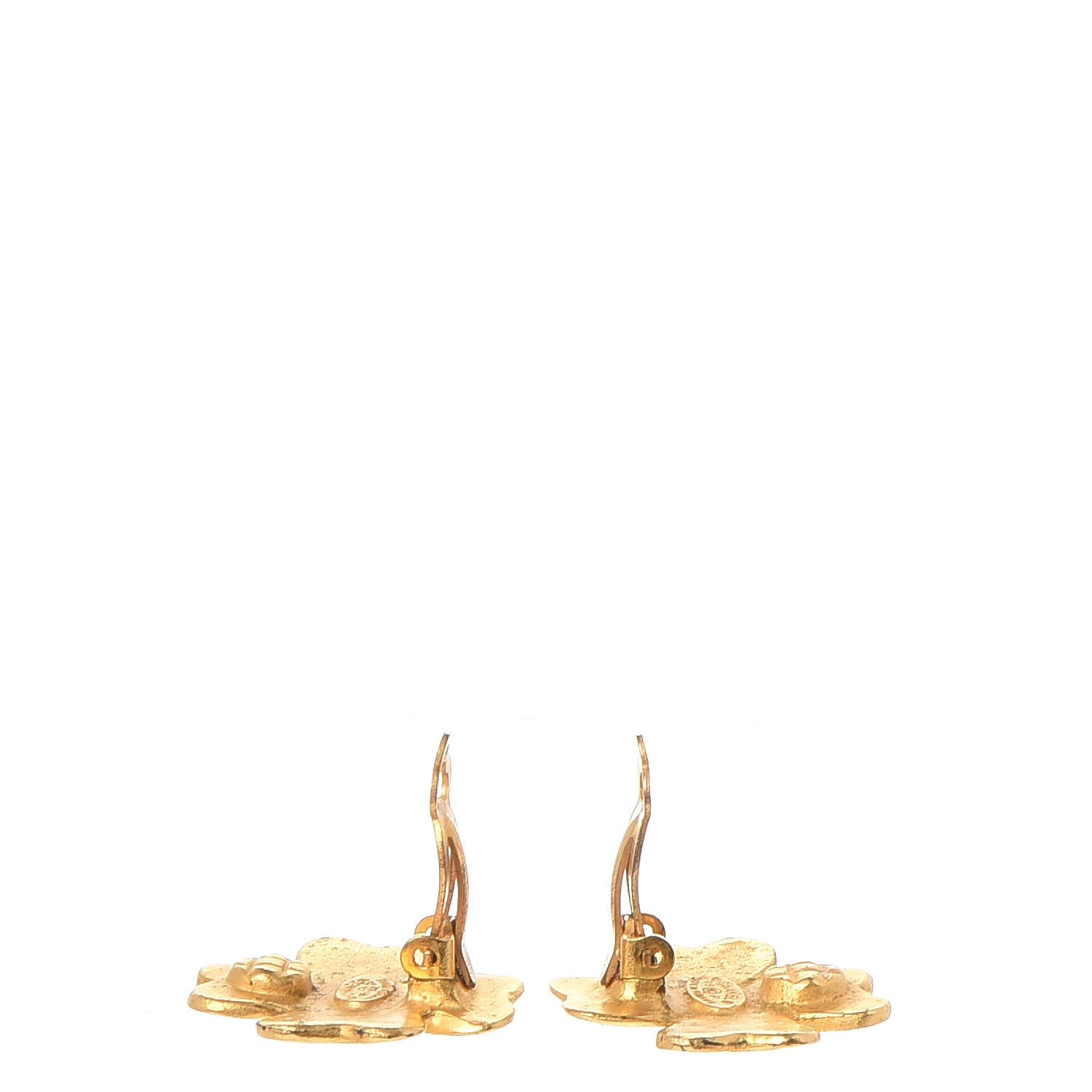 Chanel CC Clover Clip On Earrings Gold 3 of 5