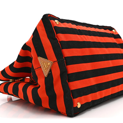 Prada Canapa Striped Tote Arancio 9 of 10