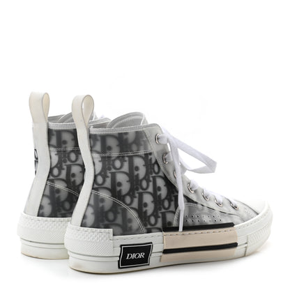 Christian Dior Technical Canvas Oblique Mens B23 High Top Sneakers 38 White Black 4 of 9