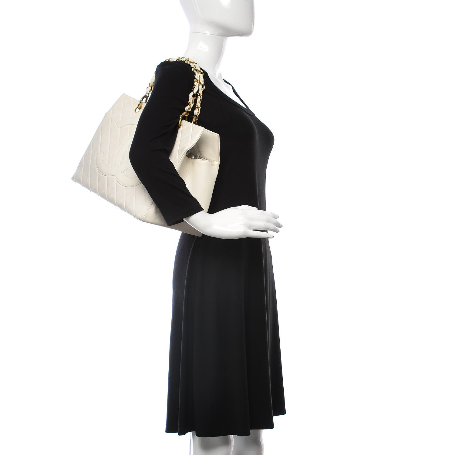 Chanel Calfskin Quilted Shopping Tote White 2 of 18