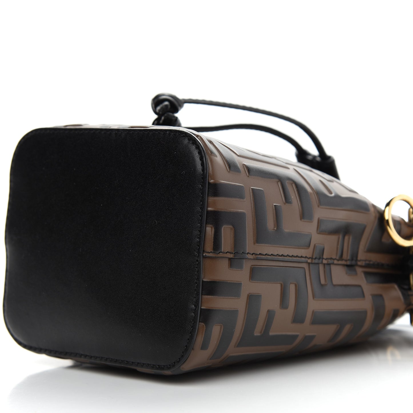 Vitello Liberty F is Fendi Bi-Color FF 1974 Embossed Mini Mon Tresor Bucket Bag Maya Black