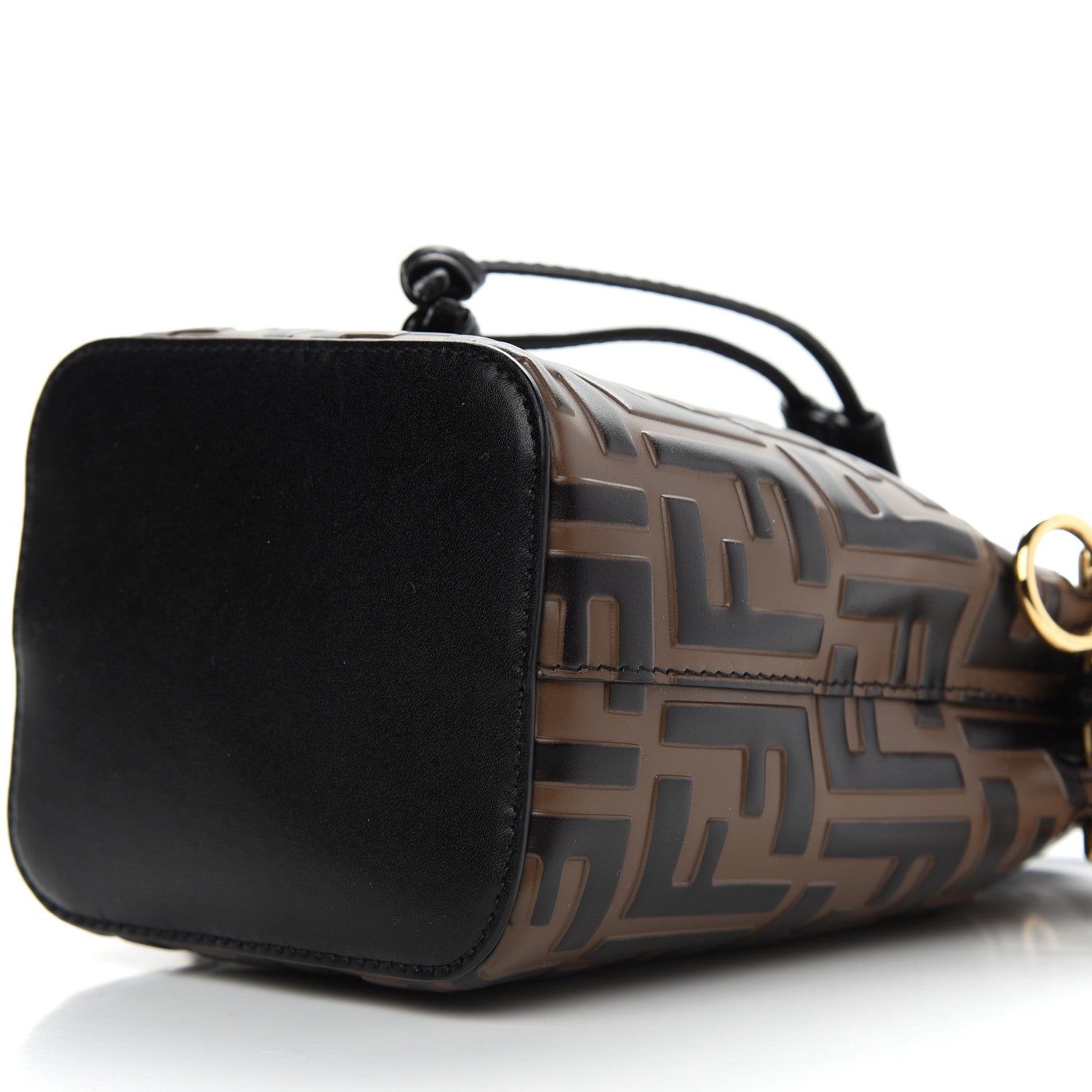 Fendi Vitello Liberty F is Fendi Bi-Color FF 1974 Embossed Mini Mon Tresor Bucket Bag Maya Black 9 of 9
