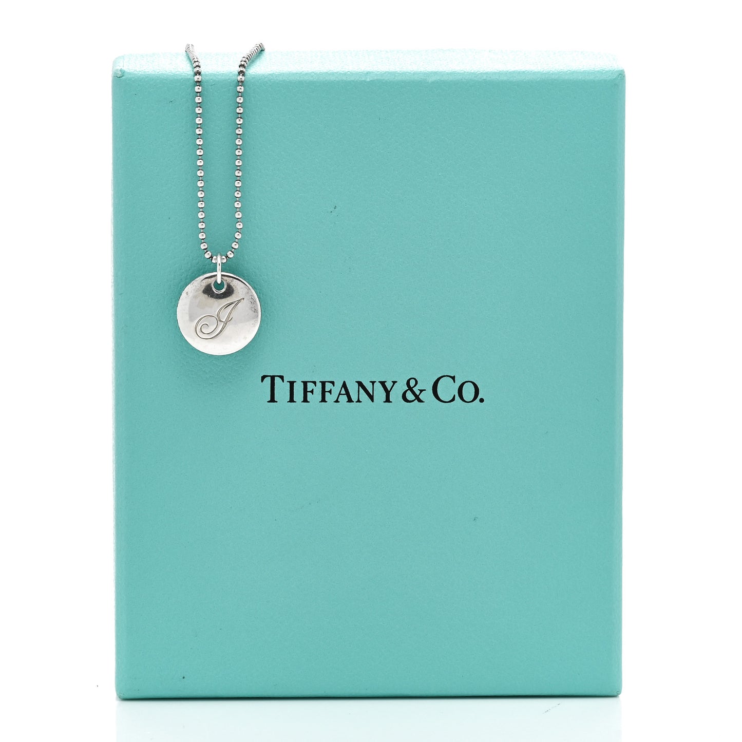 Sterling Silver Letter J Disc Pendant Necklace