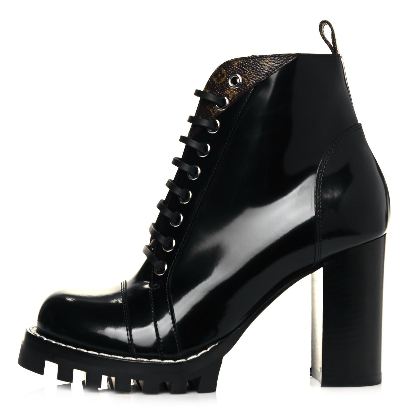 Patent Calfskin Monogram Star Trail Ankle Boots 37.5 Black