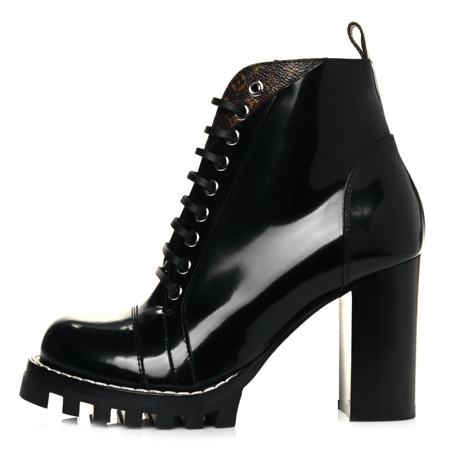 Louis Vuitton Patent Calfskin Monogram Star Trail Ankle Boots 37.5 Black 1 of 6