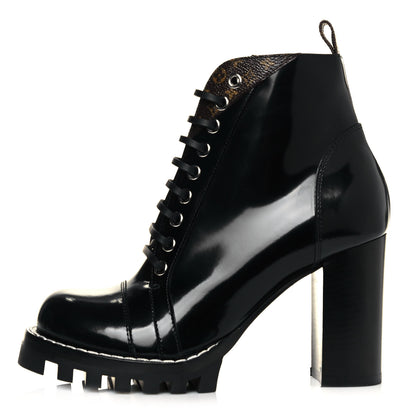 Louis Vuitton Patent Calfskin Monogram Star Trail Ankle Boots 37.5 Black 1 of 6