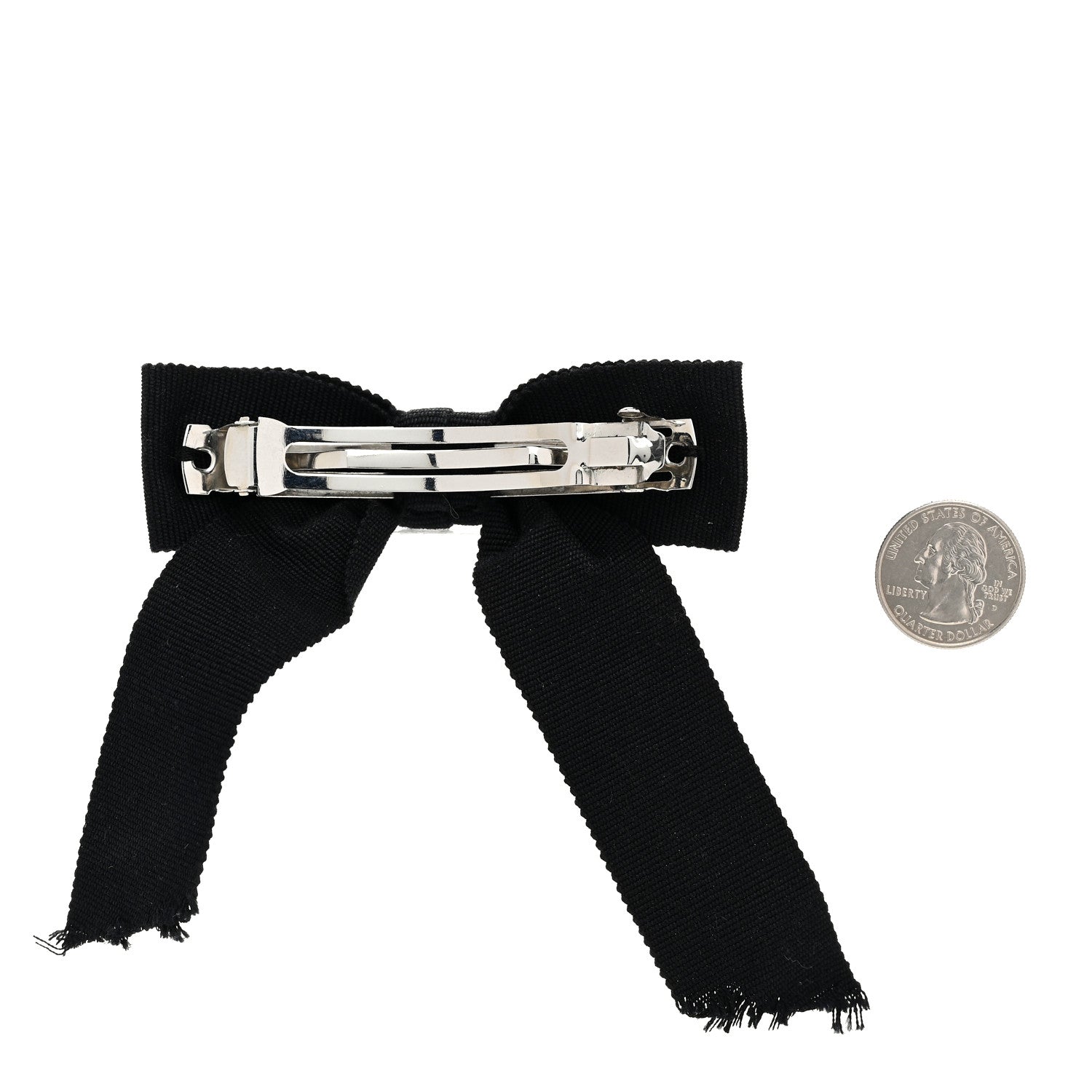 Chanel Canvas Bow CC Hair Clip Black 2 of 3