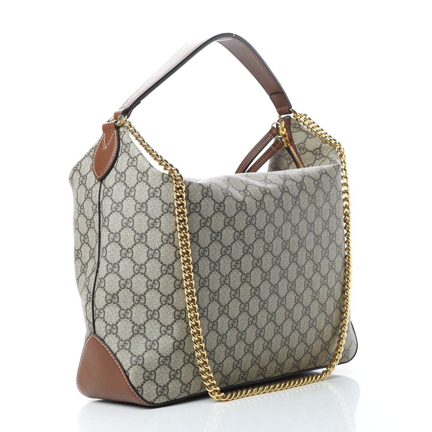 GG Supreme Monogram Large Linea A Hobo Light Brown
