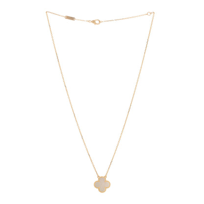 Van Cleef & Arpels 18K Yellow Gold Mother of Pearl Vintage Alhambra Pendant Necklace 2 of 4