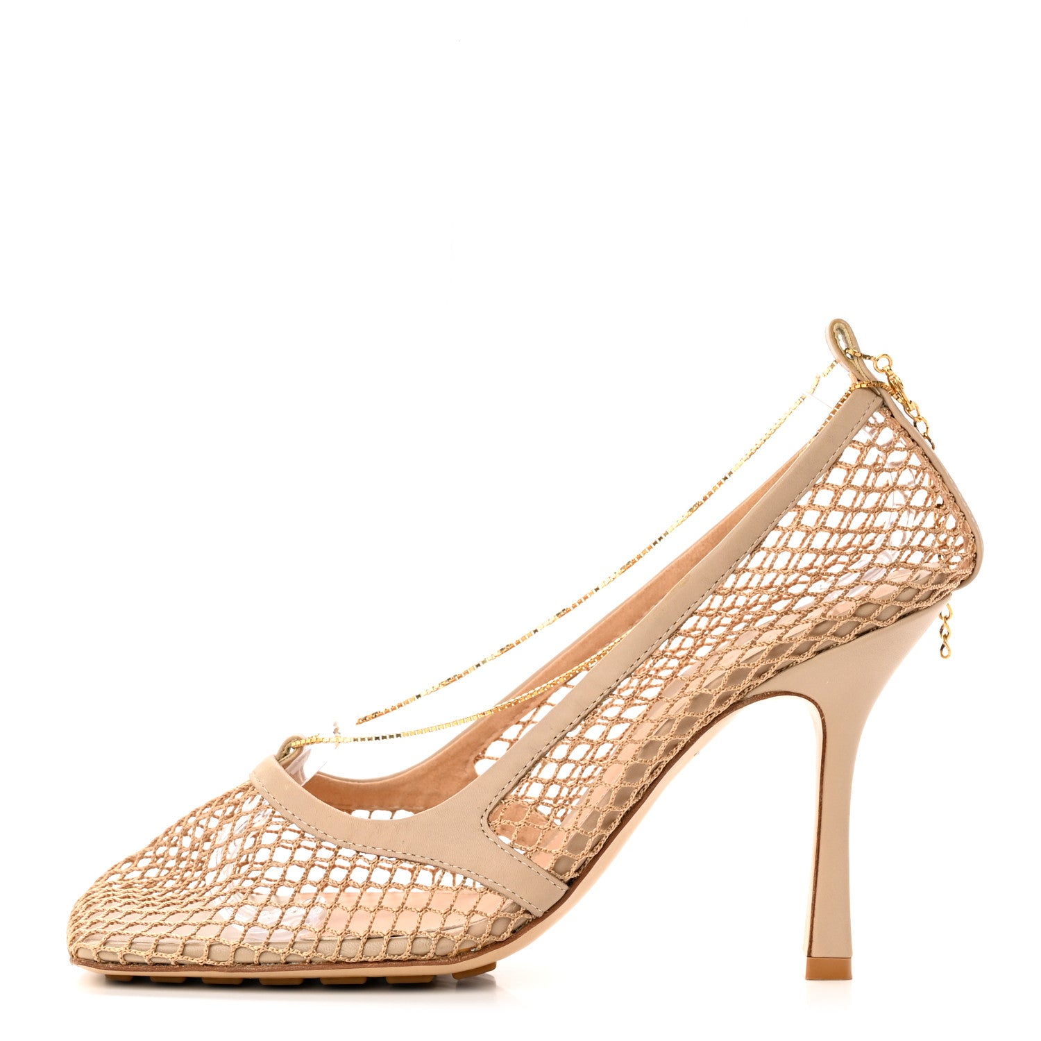 Bottega Veneta Mesh Calfskin Chain Stretch Pumps 40 Beige 1 of 12