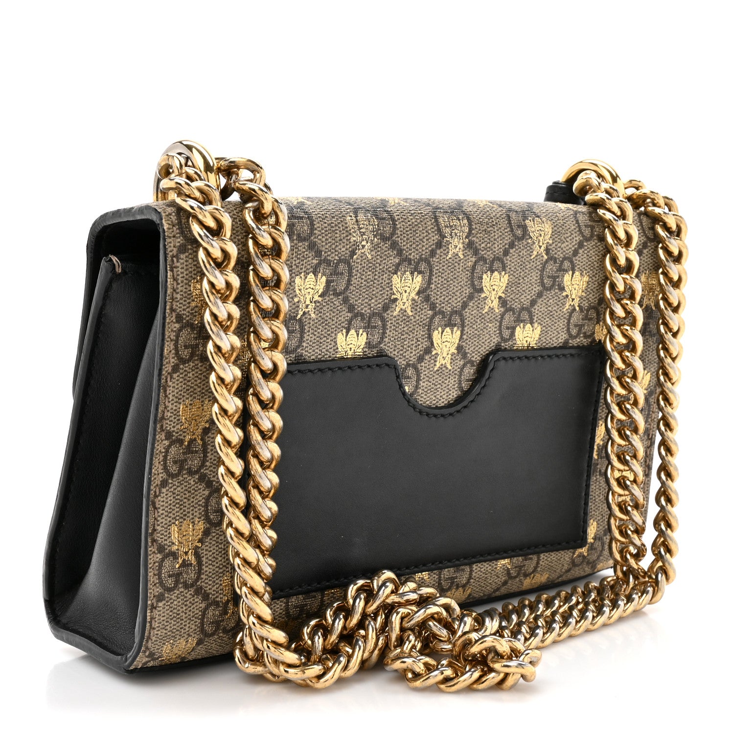 Gucci GG Supreme Monogram Bees Small Padlock Shoulder Bag Black 3 of 16