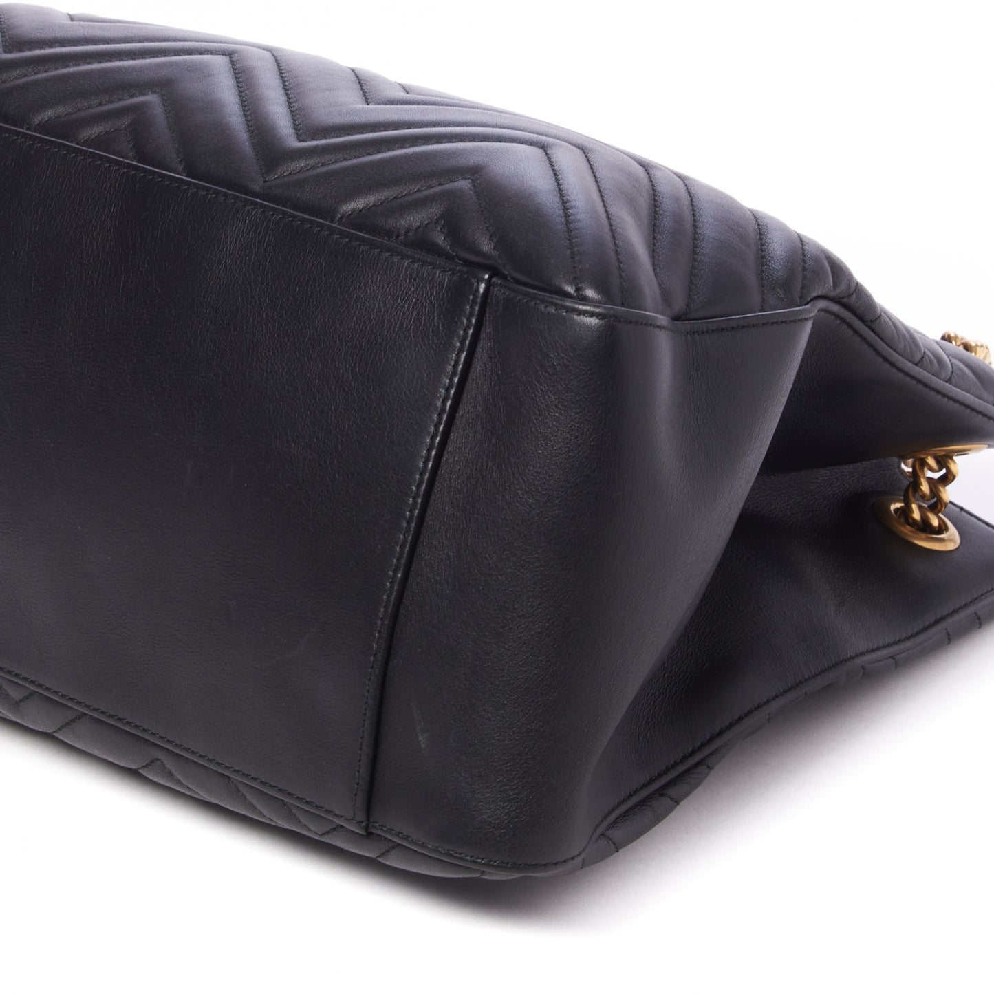 Calfskin Matelasse Medium GG Marmont Shoulder Tote Bag Black