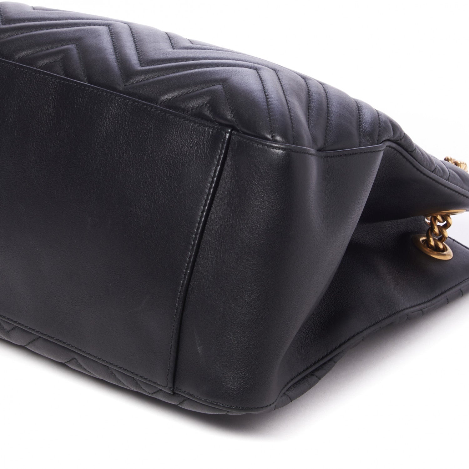 Gucci Calfskin Matelasse Medium GG Marmont Shoulder Tote Bag Black 4 of 8