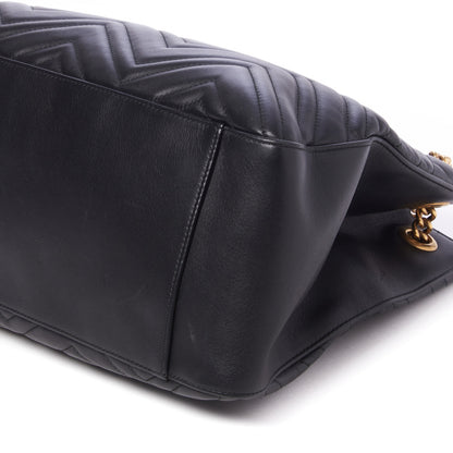 Gucci Calfskin Matelasse Medium GG Marmont Shoulder Tote Bag Black 4 of 8