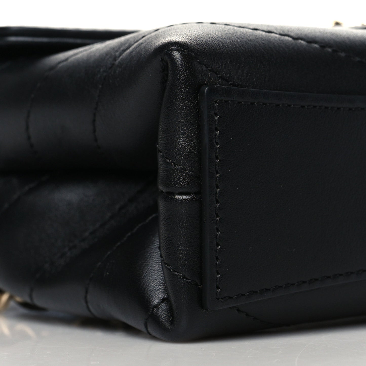 Calfskin Chevron Stitched Waist Belt Bag Black