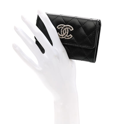 Chanel Caviar Quilted Crystal CC Flap Card Holder Black 2 of 9