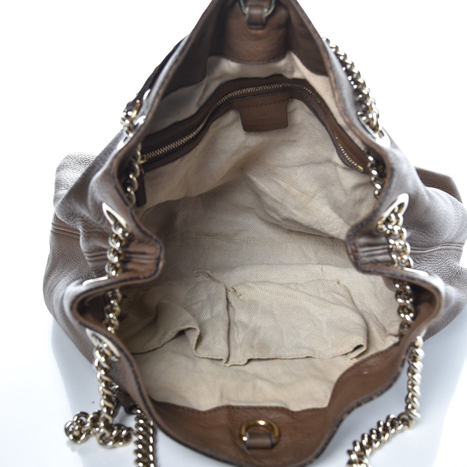 Gucci Pebbled Calfskin Medium Soho Chain Shoulder Bag Maple Brown 5 of 21