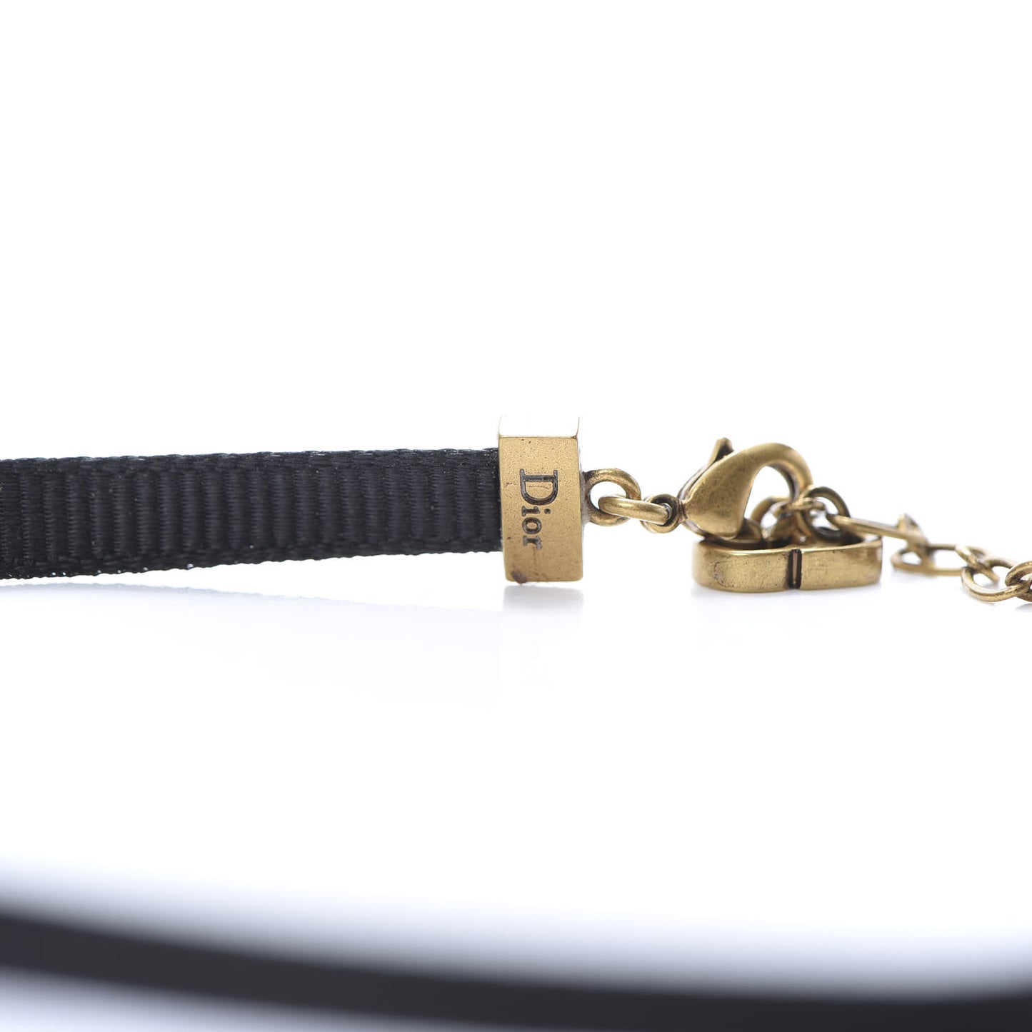 Grosgrain Ribbon J'Adior Logo Choker Necklace Black