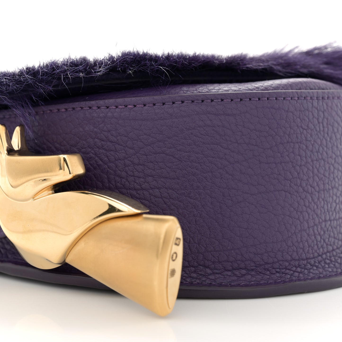 Calfskin Goat Fur Chess Satchel Bag Ribbon