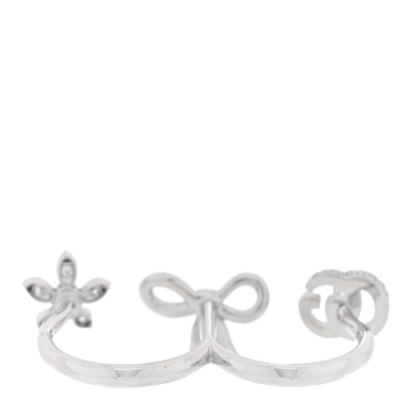 18K White Gold Diamond Flora Bow Flower Ring M