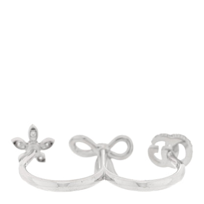 Gucci 18K White Gold Diamond Flora Bow Flower Ring M 3 of 6