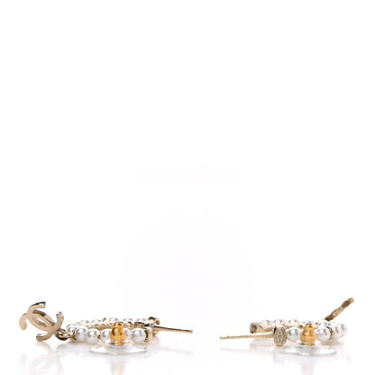 Chanel Pearl Charms CC Hoop Earrings Gold 3 of 4