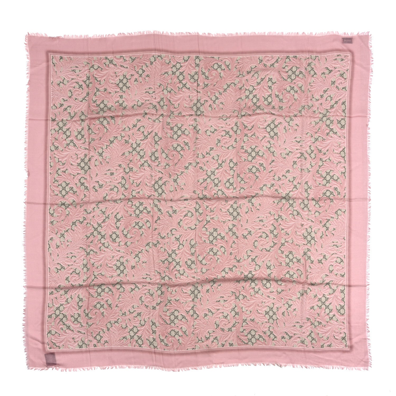 Gucci Modal Silk GG Monogram Big Arabesque Shawl Beige Pink 1 of 3