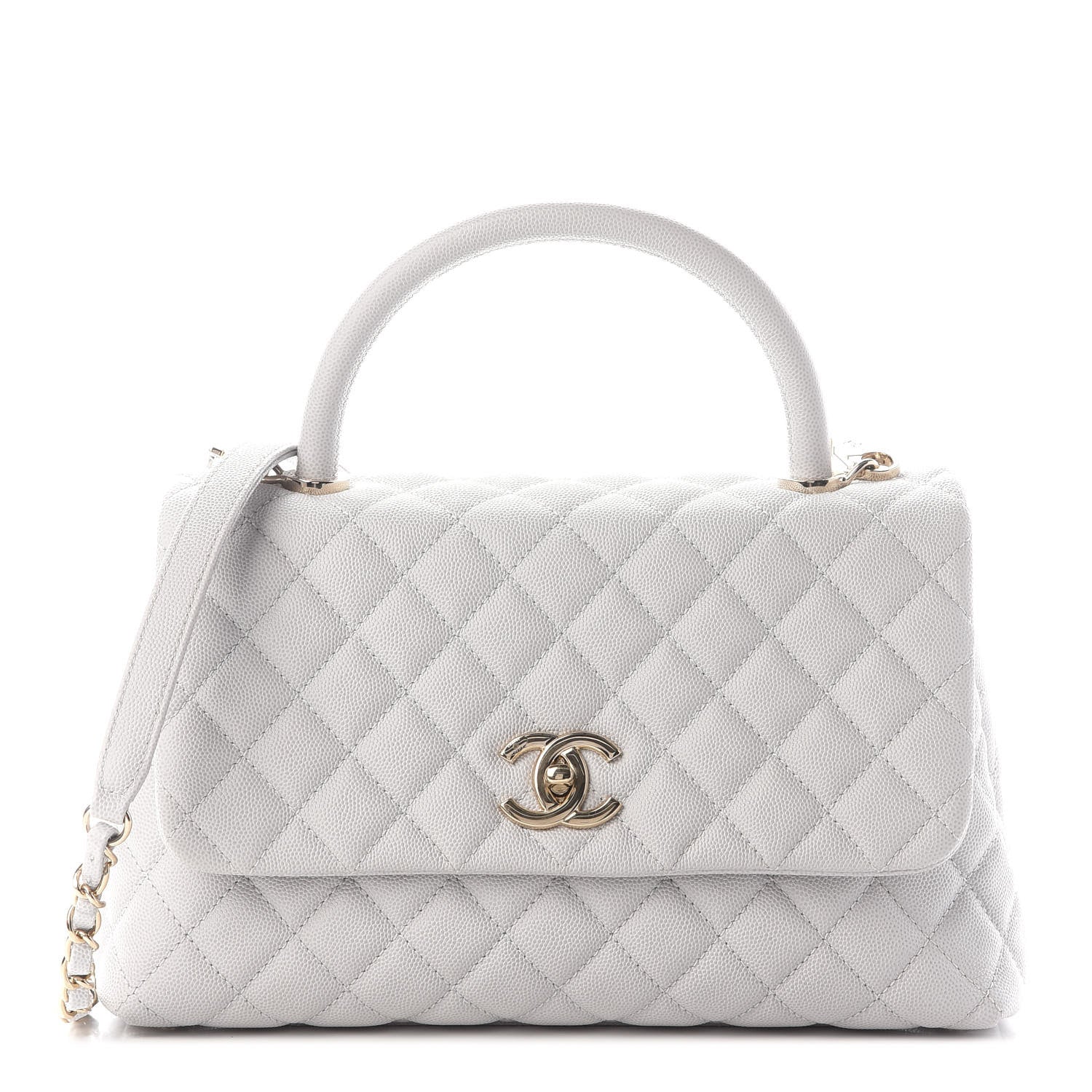 Chanel Caviar Quilted Small Coco Handle Flap Light Grey 1 of 9