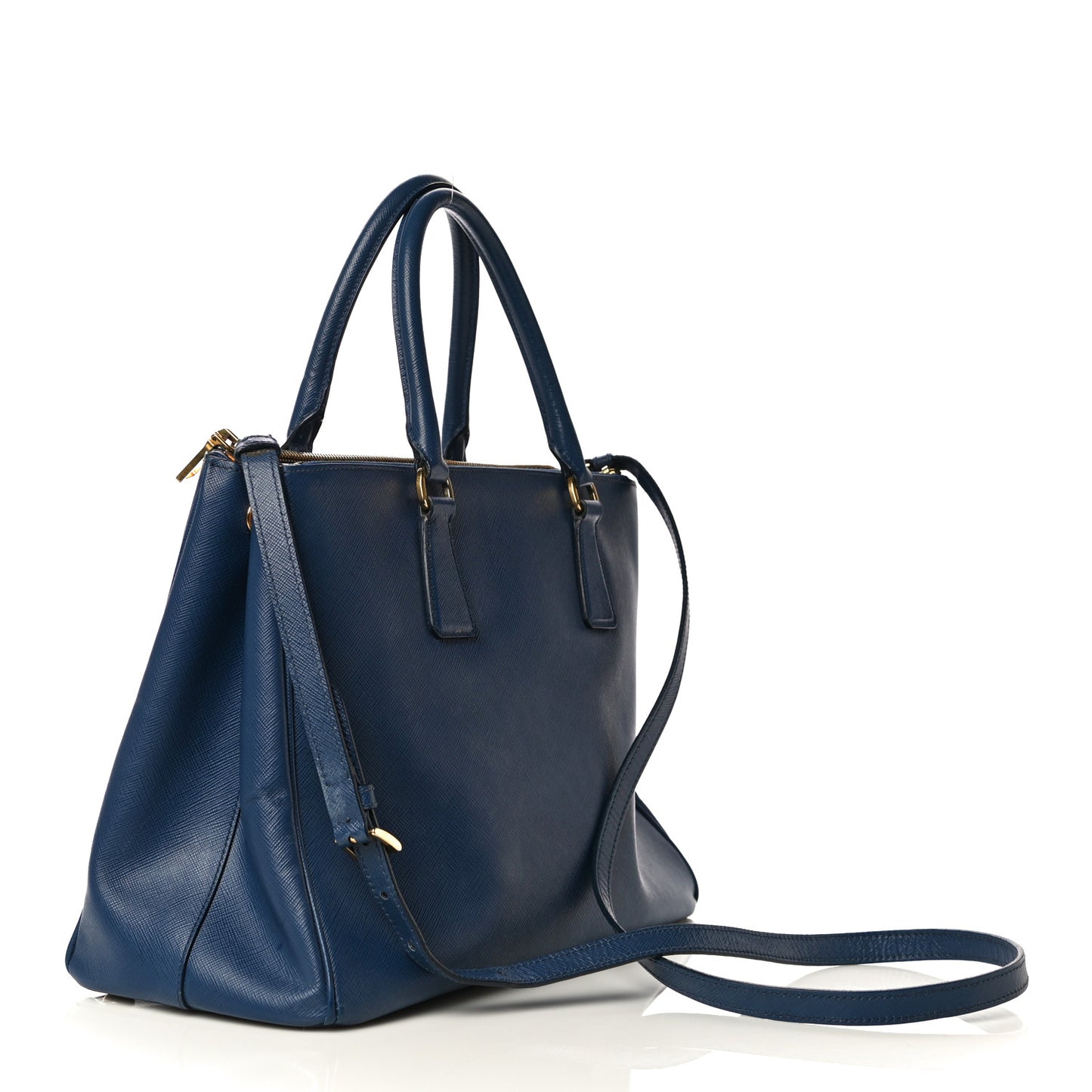 Saffiano Lux Medium Double Zip Tote Bluette