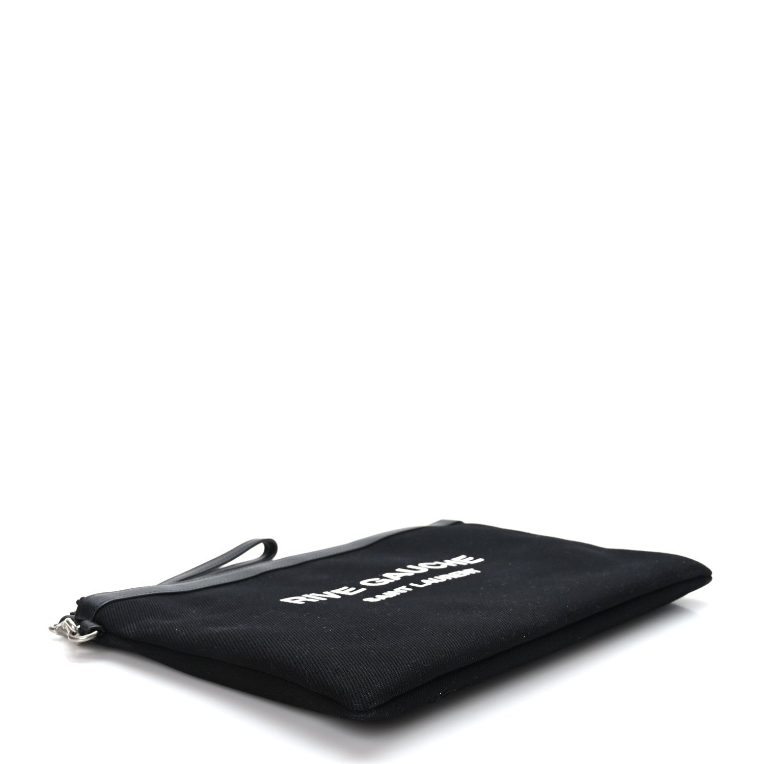 Saint Laurent Linen Canvas Rive Gauche Zipped Pouch Black 4 of 7