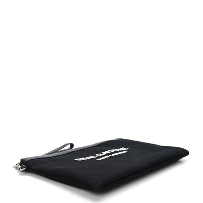 Saint Laurent Linen Canvas Rive Gauche Zipped Pouch Black 4 of 7