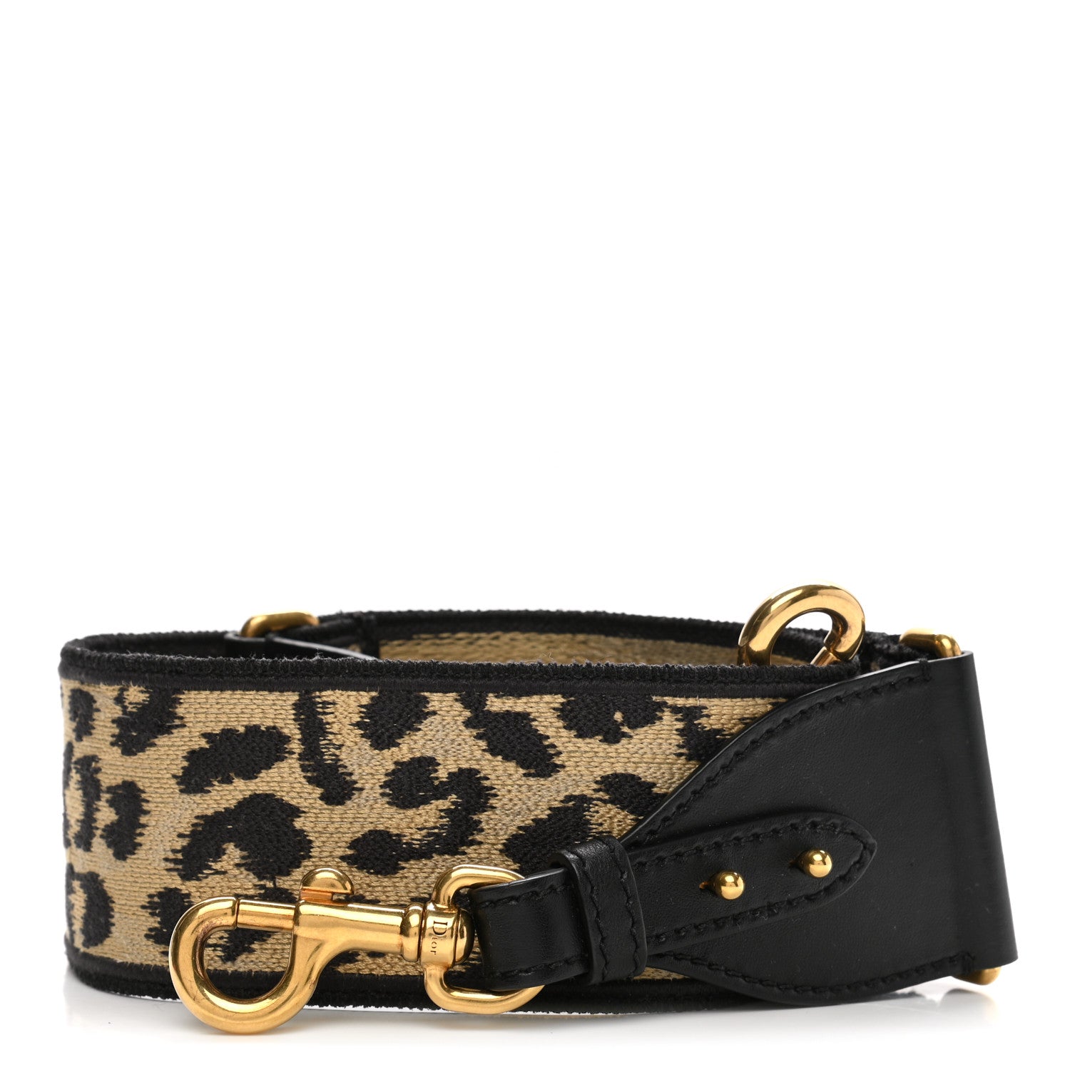 Christian Dior Canvas Mizza Embroidered Leopard Shoulder Strap Beige Black 1 of 5
