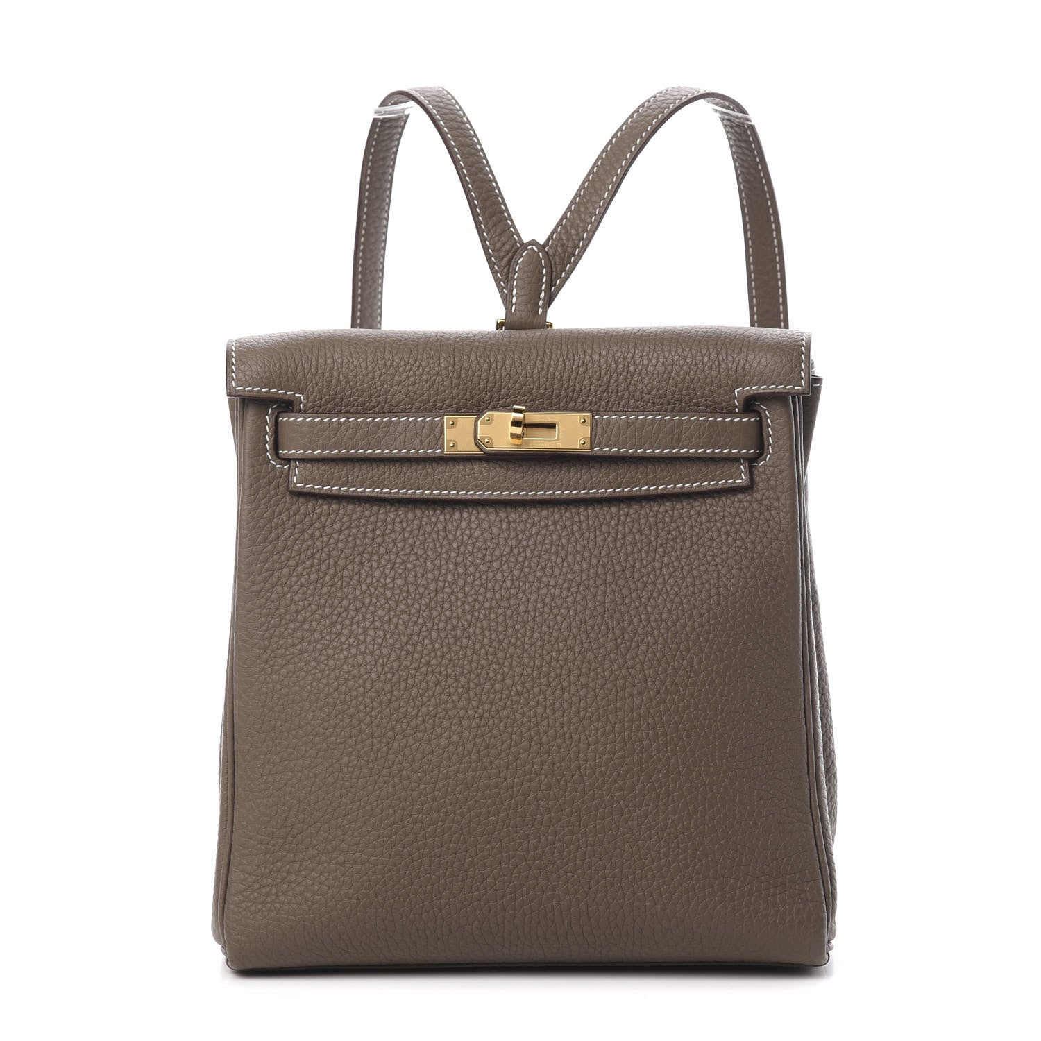 Hermes Taurillon Clemence Kelly Ado Backpack Etoupe 1 of 9