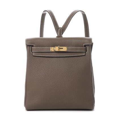 Hermes Taurillon Clemence Kelly Ado Backpack Etoupe 1 of 9