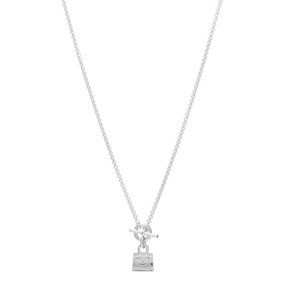 Hermes Sterling Silver Birkin Amulette Pendant Necklace 1 of 6
