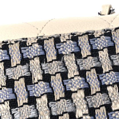 Chanel Tweed Calfskin Woven Single Flap Blue 18 of 19
