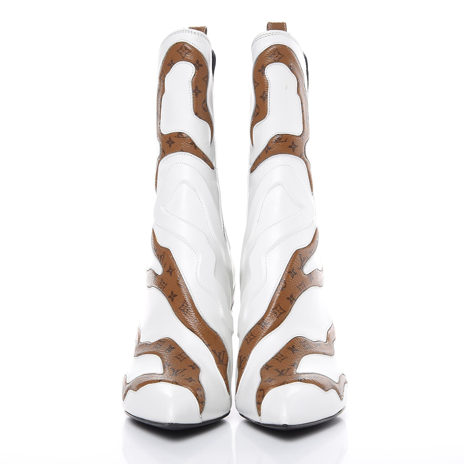 Louis Vuitton Calfskin Reverse Monogram Fireball Ankle Boots 39 White 2 of 10