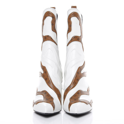Louis Vuitton Calfskin Reverse Monogram Fireball Ankle Boots 39 White 2 of 10