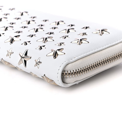 Jimmy Choo Calfskin Filipa Star Zip Around Wallet White 9 of 19
