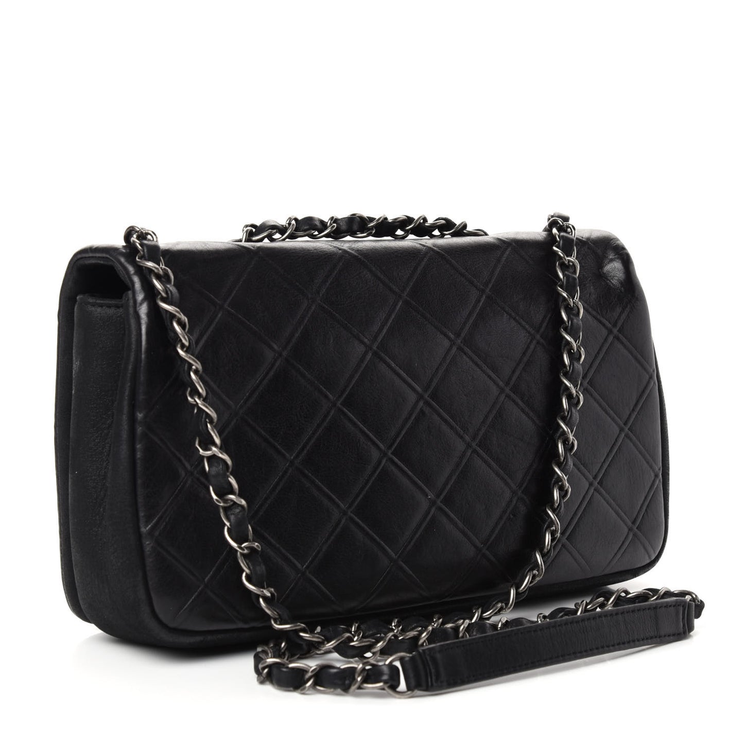 Calfskin Diamond Embossed New Chic Flap Black
