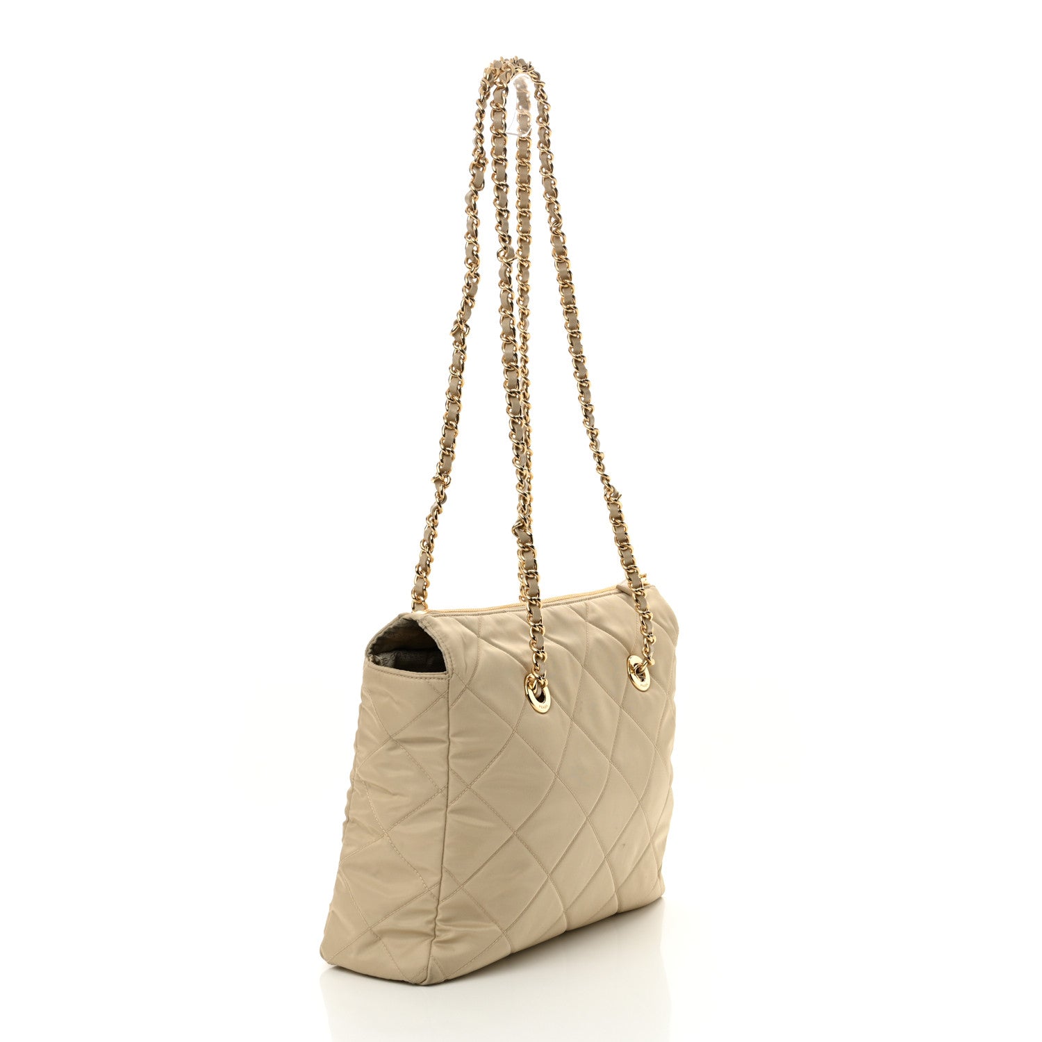 Prada Re-Nylon Impuntu Quilted Re-Edition 1995 Chaine Medium Tote Bag Beige 3 of 10