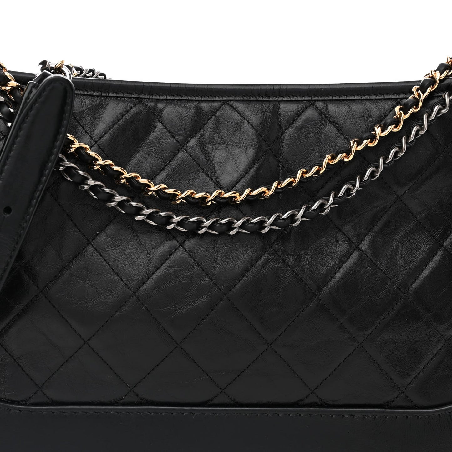 Aged Calfskin Quilted Medium Gabrielle Hobo Black